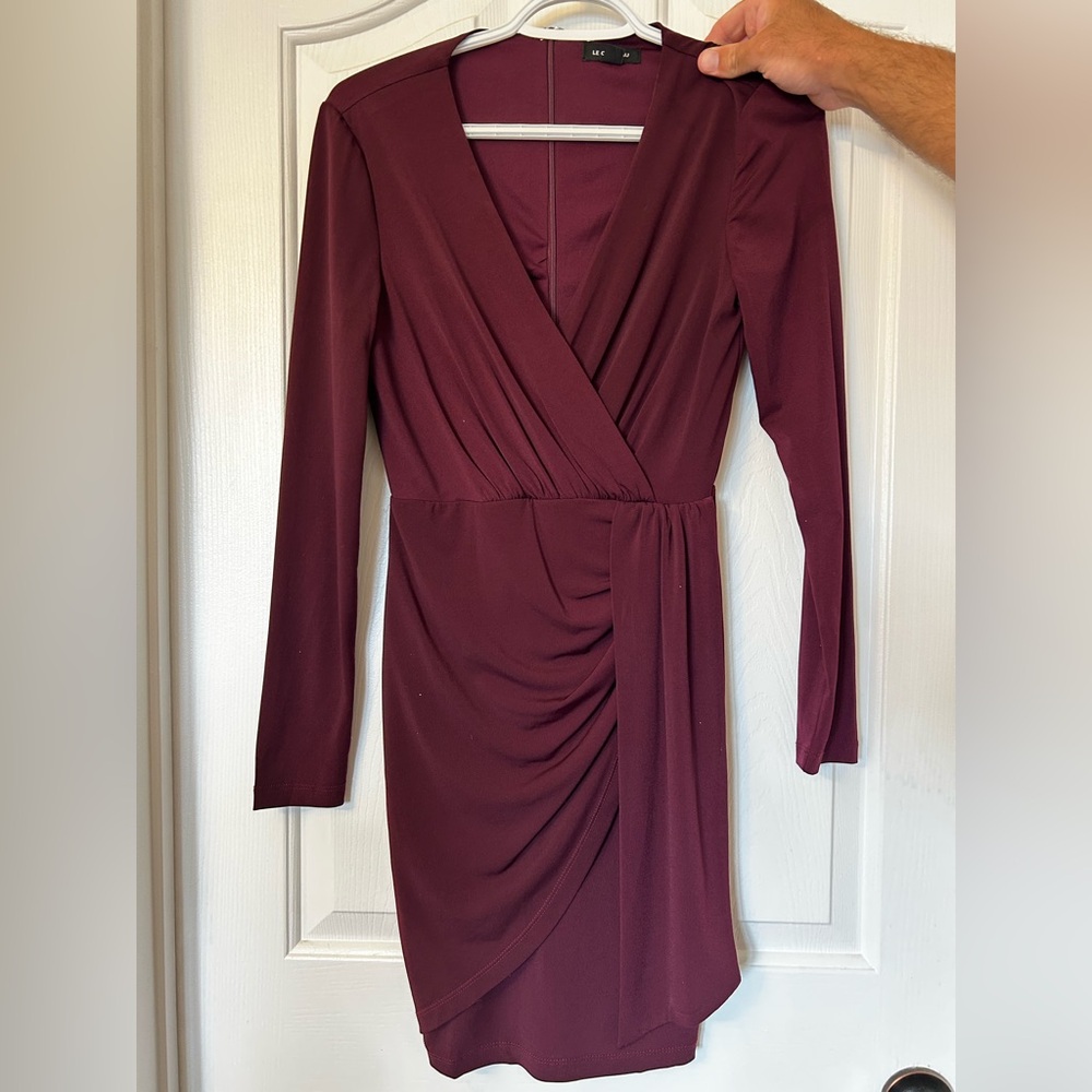 Le Chateau Deep Burgundy Long Sleeve Dress